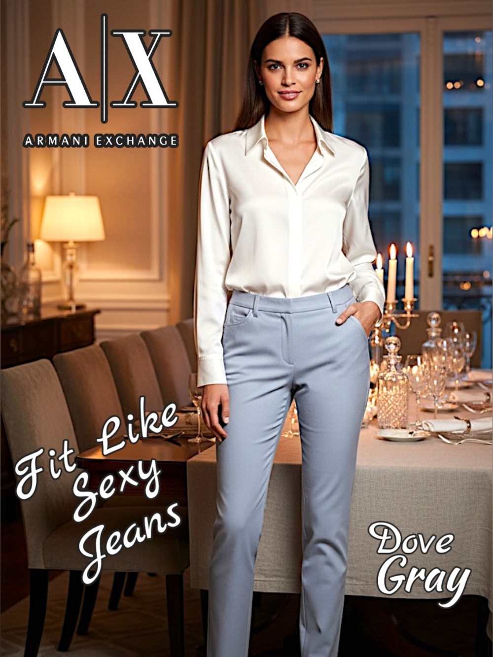 Armani Exchange 🌸 Like New Sleek Gray Trousers, Tailored, Fit Like Stretch Jeans